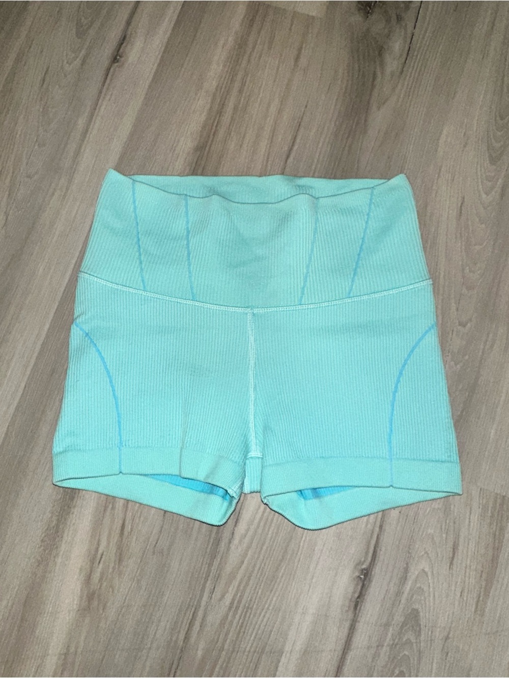 High-Waist OFFLINE Ribbed Active Shorts - turquoise